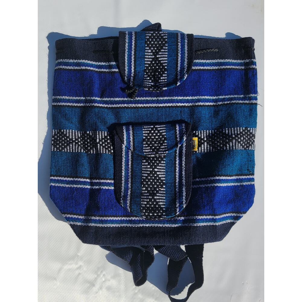 Baja Blue Pinzon Colorful Aztec Backpack Mexican Rasta Strap Bag (B15) NWOT